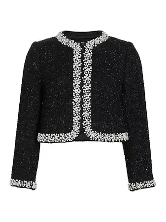 Shop kate spade new york Mainline Embellished Tweed Crop Jacket | Saks Fifth Avenue