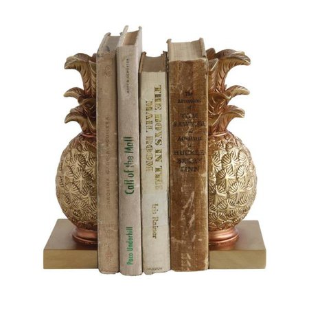 3R Studios 8-7/8 in. H Resin Pineapple Bookends Set DA7076 - The Home Depot