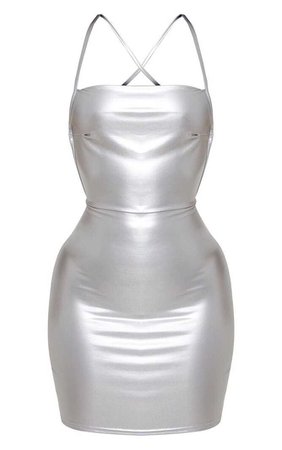PLT metallic silver mini dress