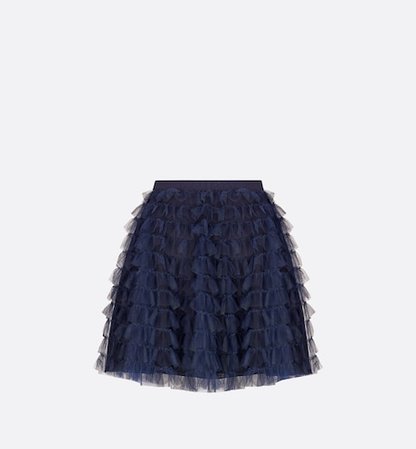 Frilled Miniskirt Navy Blue Tulle - Ready-to-wear - Women's Fashion | DIOR