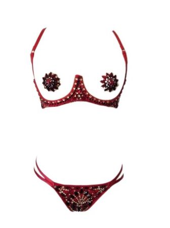 Red showgirl/burlesque lingerie pastie set @White_oleander