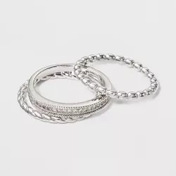 Clear Stone And Four Thin Ring Set - A New Day™ Silver : Target