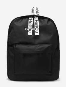 Black Front Zipper Nylon Mesh BackpackFor Women-romwe