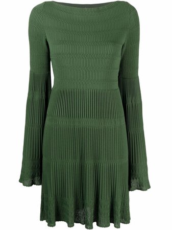 Alaïa Pre-Owned ribbed-knit Flared Dress - Farfetch