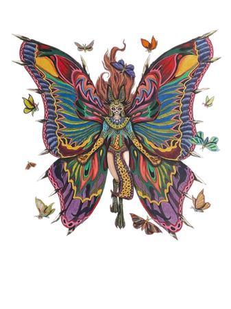 butterfly art hippie rainbow