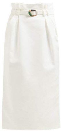 Jordan Paperbag Waist Cotton Pencil Skirt - Womens - White
