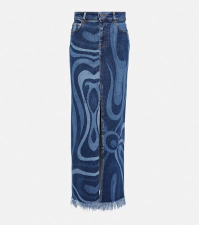 Marmo Denim Maxi Skirt in Blue - Pucci | Mytheresa