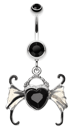 Angel Heart Wing Sparkle Belly Button Ring
