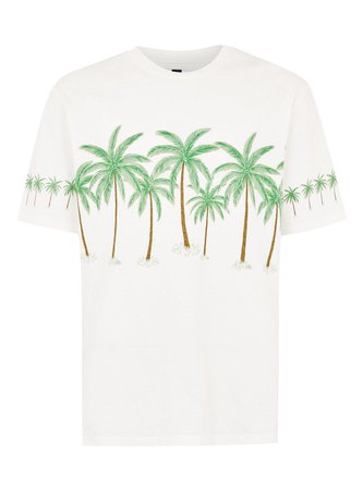 Ecru Palm Trees Oversized T-Shirt - TOPMAN USA