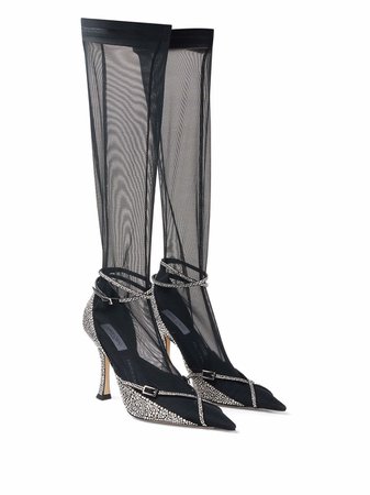 Shop Jimmy Choo x Mugler knee-length boots with Express Delivery - FARFETCH