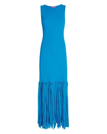 Prabal Gurung Maia Fringed Maxi Dress In Blue | INTERMIX®