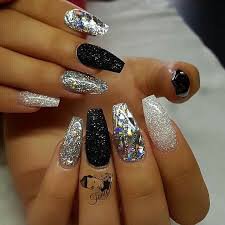 black and silver nails - Google Search