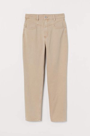 Mom High Ankle Jeans - Beige