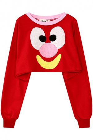Red Clown Face Print Round Neck Long Sleeve Cropped Sweatshirt - Google Search