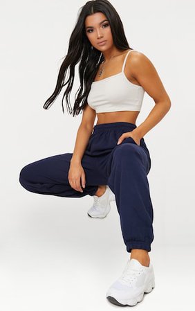 Navy Casual Jogger | Trousers | PrettyLittleThing
