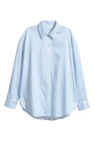 Camisa de algodón - Azul claro/Rayas blancas - MUJER | H&M ES