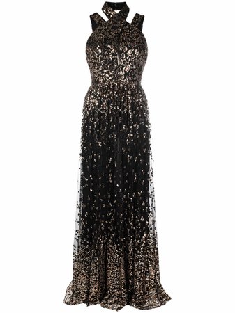 Elie Saab sequin-embroidered tulle long dress - FARFETCH