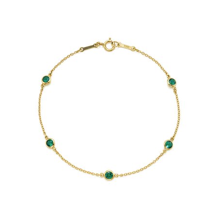 Elsa Peretti® Color by the Yard bracelet in 18k gold with emeralds. | Tiffany & Co.