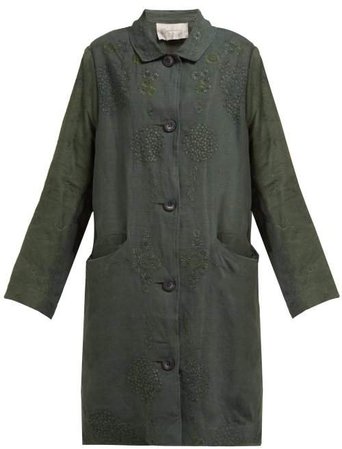 Cedric 1920s Linen Coat - Womens - Green