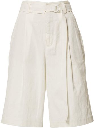 Belted Cotton-Blend Bermuda Shorts Size: 0