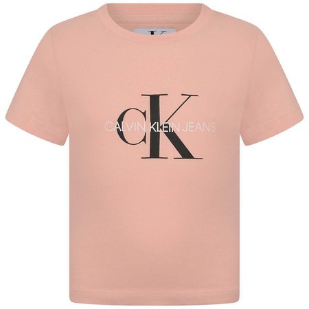 Calvin Klein Jeans Girls Pink Organic Cotton Logo Print Top - Girls Designer Clothes