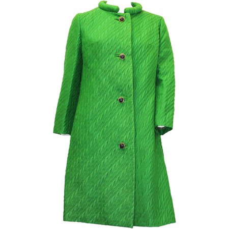 60s Irene Sargent Brocade Green Coat For Sale at 1stDibs