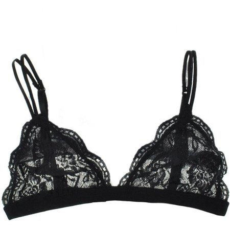 Anemone Women's Full Lace Semi Sheer Bralette Thin Band - Polyvore