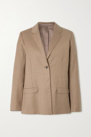 Beige Wool-blend flannel blazer | Totême | NET-A-PORTER