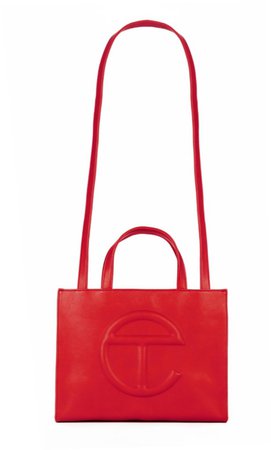 telfar red medium shopping bag