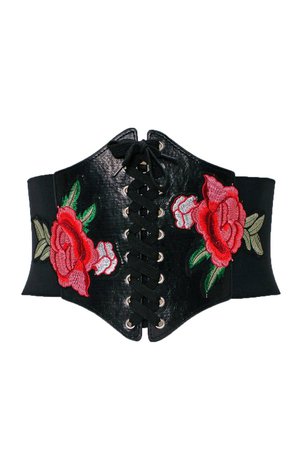 Nasty Gal Run For the Roses Embroidered Corset Belt