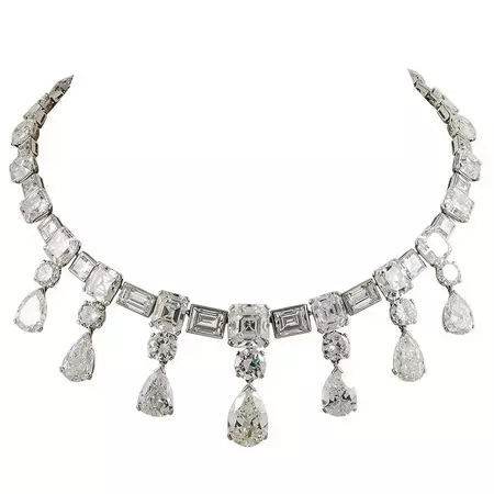 Important 1950s Diamond Platinum Festoon Necklace For Sale at 1stDibs | diamond festoon necklace