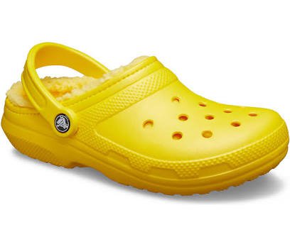 yellow fur crocs