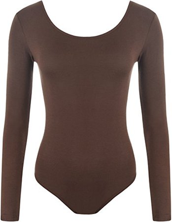 WearAll-New-Ladies-Stretch-Bodysuit-Long-Sleeve-Top-Womens-Leotard-Brown-12,14-120543363.jpg (388×500)