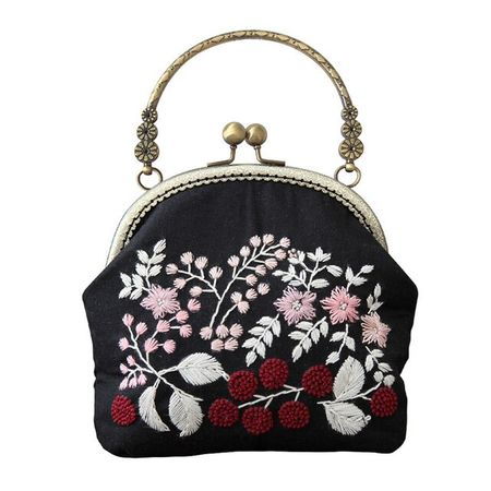 Portable Diy Embroidery Kit Flower Bag Purse Handbag Cross Stitch Kit For Beginner Needlework Sewing Art Craft Friend Gifts - Embroidery - AliExpress