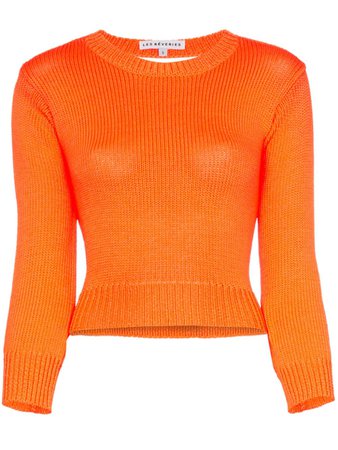 Les Reveries Backless Long-Sleeved Knitted Crop Top | Farfetch.com