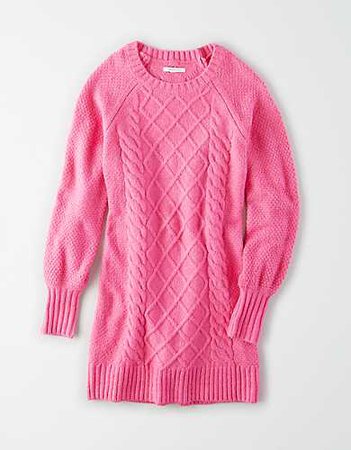 AE Cable Knit Mini Dress Hot Pink