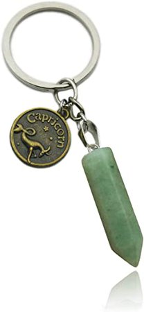 Amazon.com: ZUOPIPI Zodiac Crystal Stone Keychain Natural Rose Stone/Red Agate/Aventurine Healing Crystal Keychain (capricorn): Jewelry