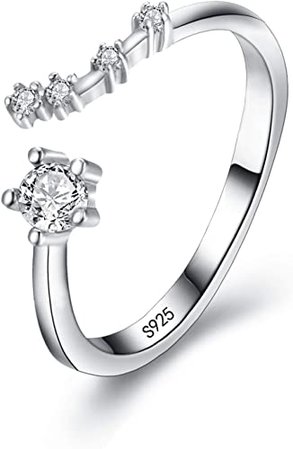 Amazon.com: BriLove 925 Sterling Silver CZ Statement Ring for Women -"Gemini" 12 Constellation Astrology Horoscope Zodiac Adjustable ring: Jewelry