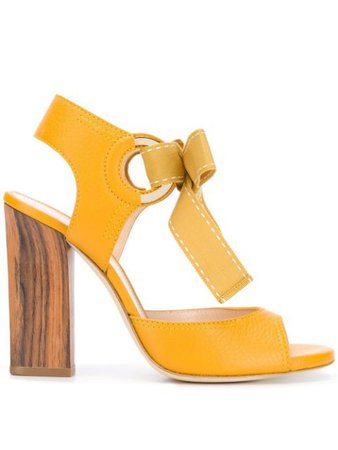 Lanvin Bow Tie Sandals FWSABS0BDAVOP19 Yellow | Farfetch