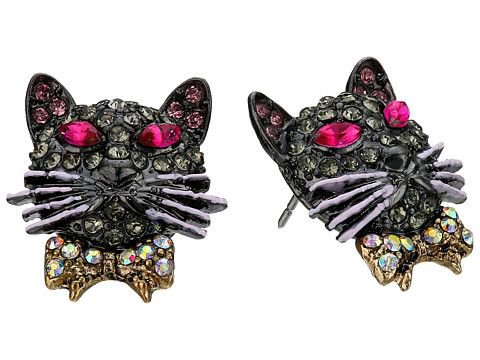 Betsey Johnson "Dark Shadows" Cat Stud Earrings