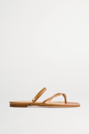 Marina Leather Slides - Tan