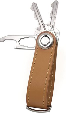 Leather Key Holder Organizer - Compact Folding Key-Chain Multi-Tool Bottle Opener/Folding Leather Key-Chain Smart Key Organizer