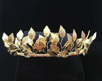 Bridal golden leaf crown
