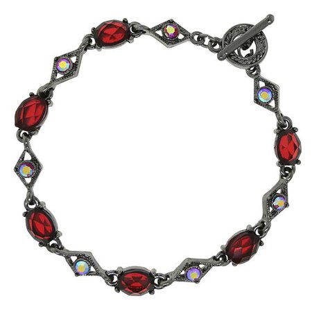 Black-Tone Red Crystal Link Bracelet