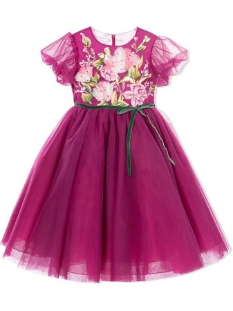 MARCHESA KIDS COUTURE floral-embroidered Dress - Farfetch