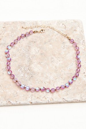 Spiritual Small Aura Beads Necklace in Purple - Earthbound Trading Co.