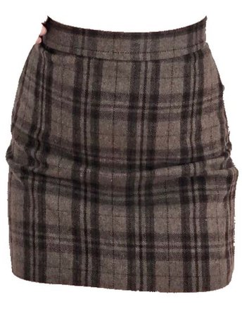 brown plaid mini skirt
