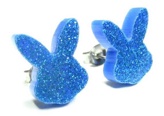 Blue bunny earrings
