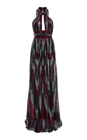 Sequin Embroidered Belted Gown By Elie Saab | Moda Operandi