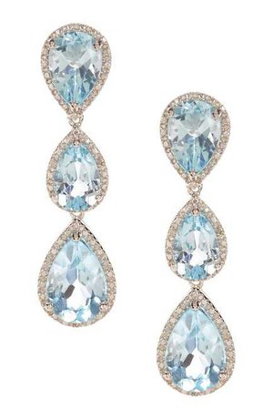 Best Silver Inc. | Blue Topaz & Diamond Teardrop Earrings | HauteLook